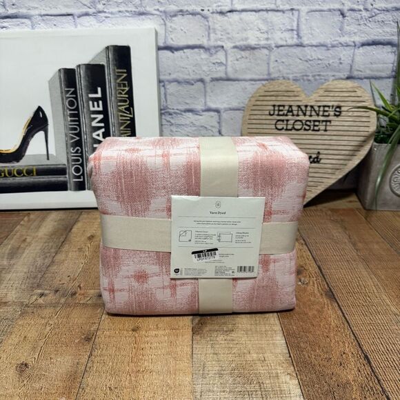 Threshold Yarn Dyed Cotton Duvet Cover Set King Pink New in packaged - Picture 2 of 7